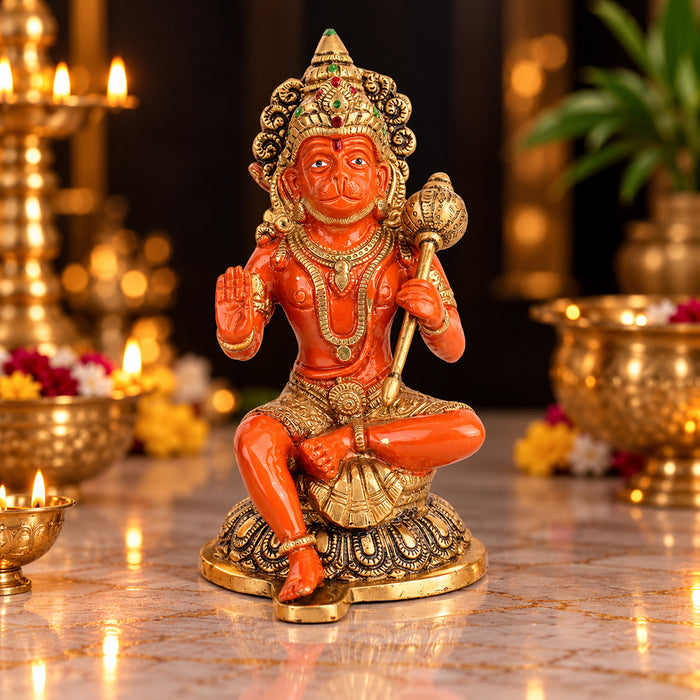 7.9 Inch Shree Kesari Hanuman Sitting Brass Idol