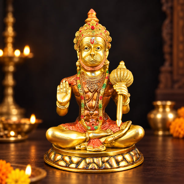 15 Inch Brass Blessing Lord Hanuman Idol