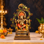 16.5 Inch Antique Dancing Lord Ganesha Brass Idol