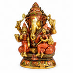 12.8 Inch Lord Ganesha Brass Statue with Riddhi Siddhi