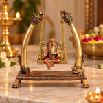 10.2 Inch Brass Ganpati Idol On Swing Jhula