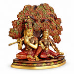 11.8 Inch Shree Radha Krishna Sitting Under Tree Brass Statue