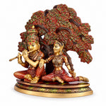 11.8 Inch Shree Radha Krishna Sitting Under Tree Brass Statue