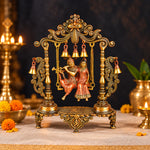 18.1 Inch Pure Brass Large Radha Krishna Swing Jhoola