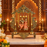 18.1 Inch Pure Brass Large Radha Krishna Swing Jhoola
