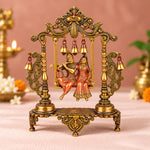 18.1 Inch Pure Brass Large Radha Krishna Swing Jhoola