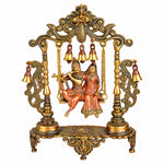 18.1 Inch Pure Brass Large Radha Krishna Swing Jhoola