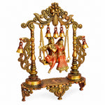18.1 Inch Pure Brass Large Radha Krishna Swing Jhoola