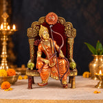 10.8 Inch Antique Brass Lord Ram On Throne (Singhasan) Idol