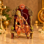10.8 Inch Antique Brass Lord Ram On Throne (Singhasan) Idol