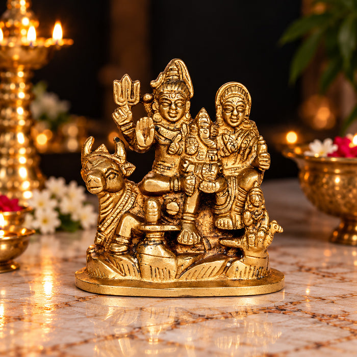 4.3 Inch Divine Shiva Family Brass Idol