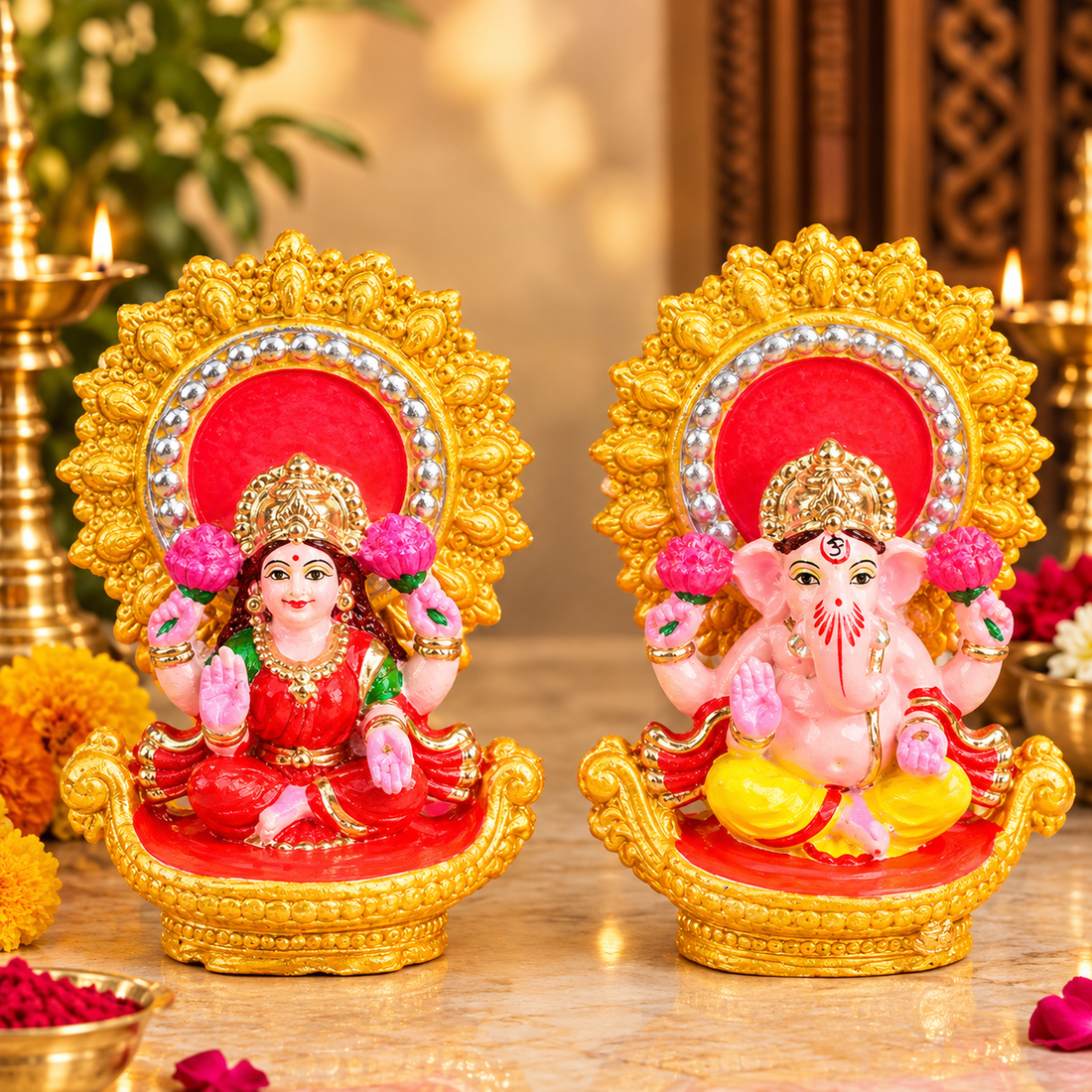 Eternal Prosperity Sacred Lakshmi Ganesha Idol