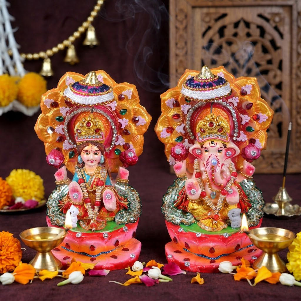 Designer Handcrafted Clay Laxmi Ganesh Idols