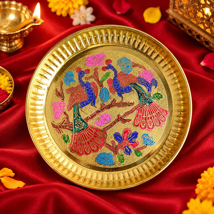 Decorative Brass Peacock Thali