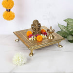 Meenakari-Adorned Wooden Kalash Chowki for a Touch of Elegance (6 Inch)