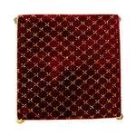 Handcrafted Red Velvet Wooden Pooja Chowki with Mirror Lace