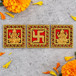 Traditional Red & Golden Swastik Framed Laxmi Ganesha Stickers