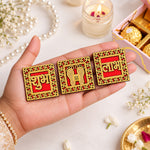 Ornate Gold Finished Shubh Labh & Laxmi Feet Stickers