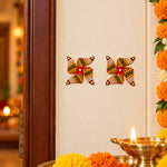 Traditional Red & Multi-Color Beaded Swastik Stickers