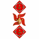 Glorious Red Shubh Labh and Swastik Stickers Set of 3