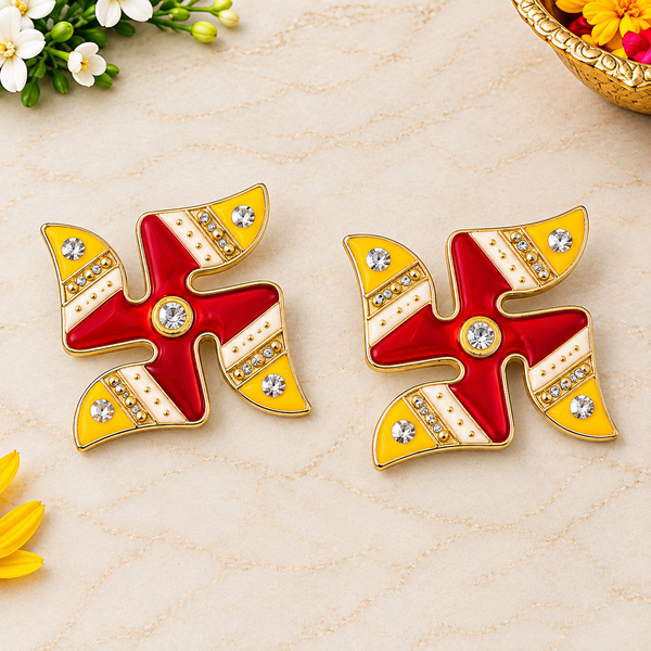 Diwali Sparkle Swastik Vibrant Stickers Set of 2