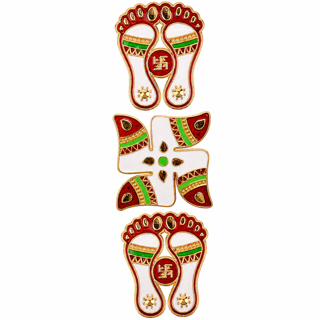 Luminous Joy Swastik and Charan Paduka Stickers Set of 3