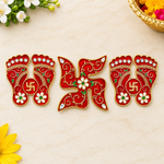 Traditional Auspicious Laxmi Feet and Swastik Stickers