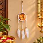 Handmade Wall Decor with Nature Feather Charms (Round Shape)
