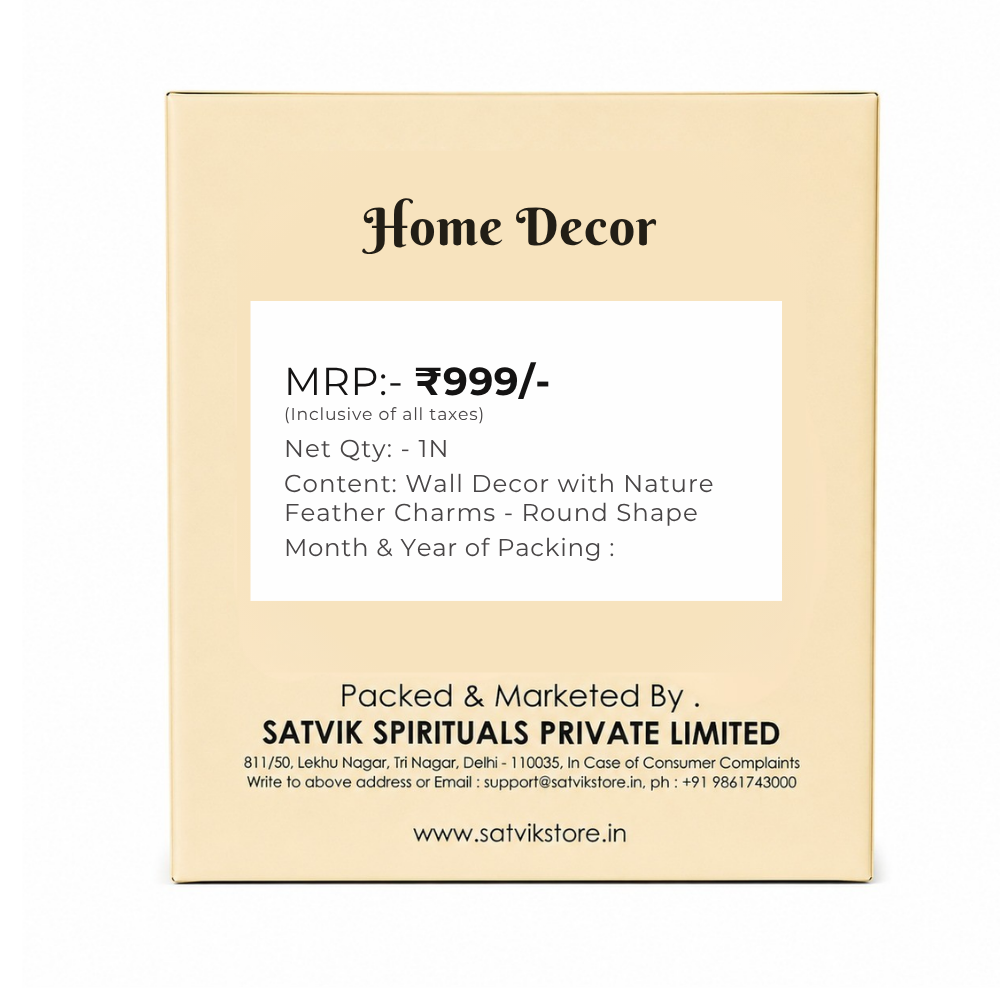 Handmade Wall Decor with Nature Feather Charms (Round Shape)