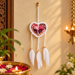 Handmade  Wall Decor with Nature Feather Charms (Heart Shape)