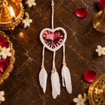 Handmade  Wall Decor with Nature Feather Charms (Heart Shape)