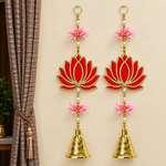 Attractive 1 Tier Lotus with Bells Wall Hanging Backdrop (1Pair Latkans) For Wall Decoration