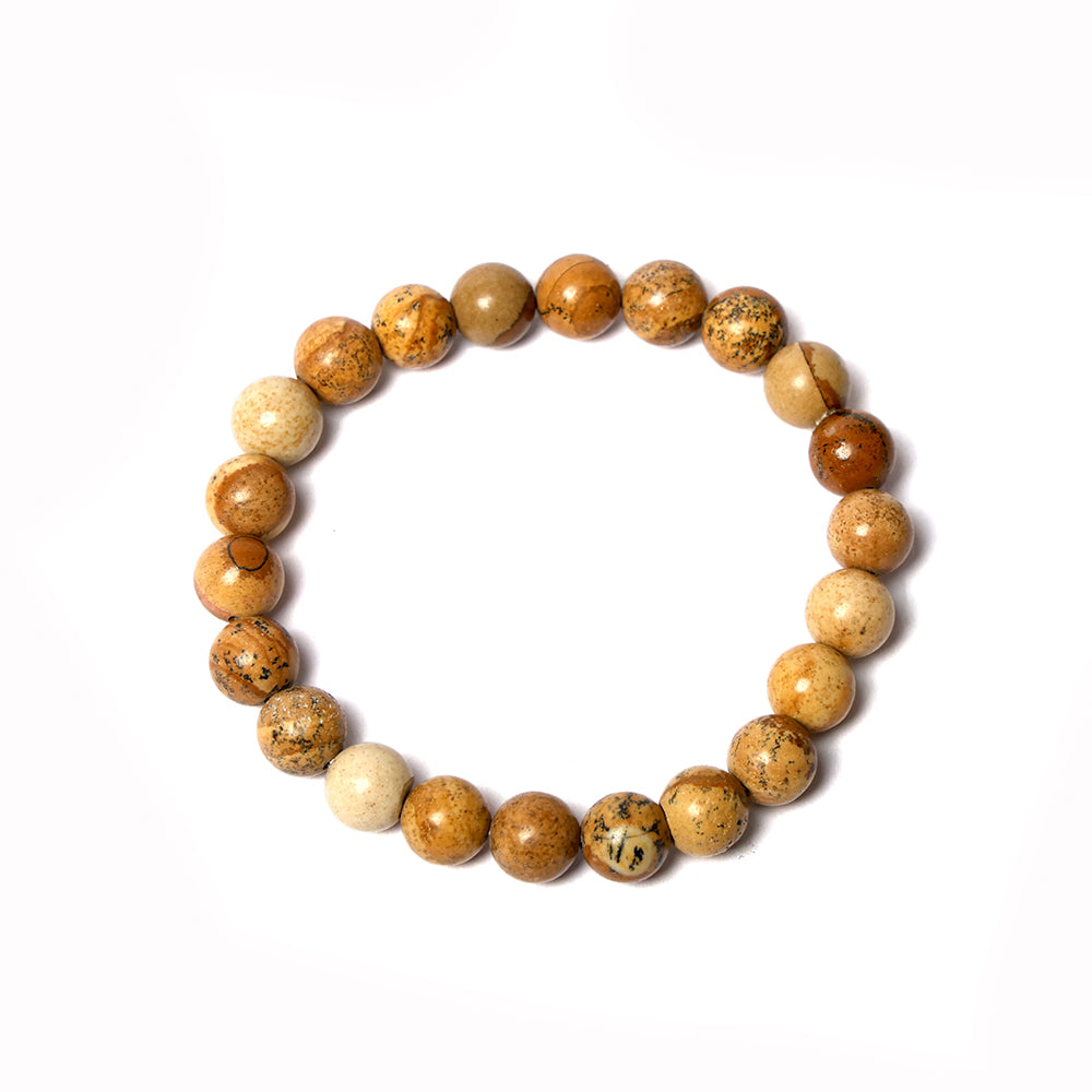 8mm Picture Jasper Bracelet for Grounding & Inner Peace