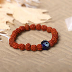 8mm Rudraksha Bracelet with Evil Eye Bead for Positivity