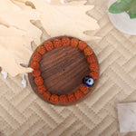 8mm Rudraksha Bracelet with Evil Eye Bead for Positivity
