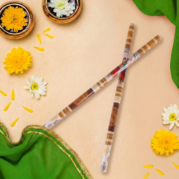 Traditional Folk Art Print Wooden Dandiya Sticks
