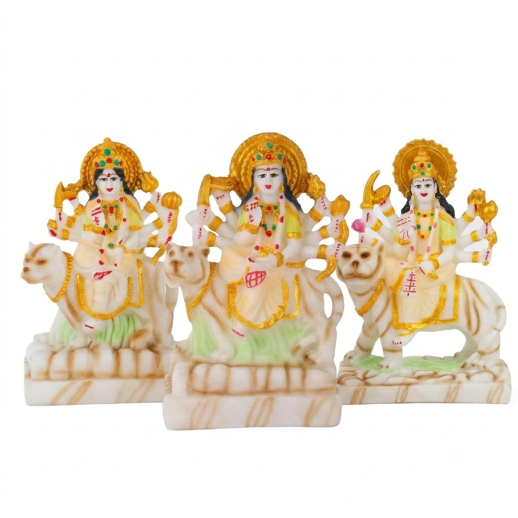 Beautifully White Marble Maa Durga Statue