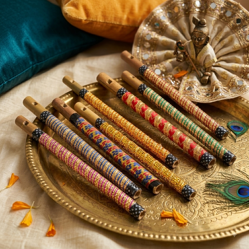 Handcrafted Decorative Bansuri for Laddu Gopal (Assorted)