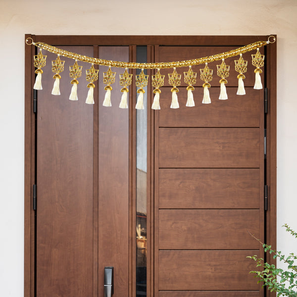 Golden Hanging Ganesha with Tessels Toran For Home Décor
