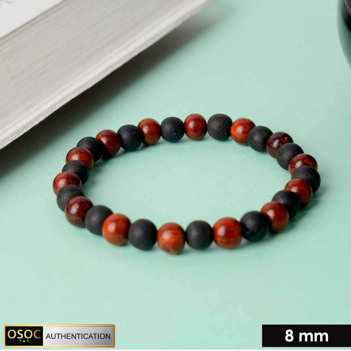 Government certified 8mm red sandalwood and Karungali bracelet, crafted for spiritual protection, balance, and positive energy. India’s Premium Jap Mala Store - www.satvikstore.in