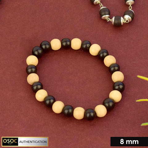 Govt. Certified Karungali/Ebony & White Sandalwood Beads Bracelet