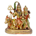 Handcrafted Brass Shiv Parivar Idol with Glossy Finish | Featuring Lord Shiva, Parvati, Ganesha & Nandi | 36 cm Height | Premium Multicolor Brass Statue for Home Temple, Office Decor & Gifting | India's Largest Puja Accessories Brand - Satvik No. 1 Brass Idol Collection 
