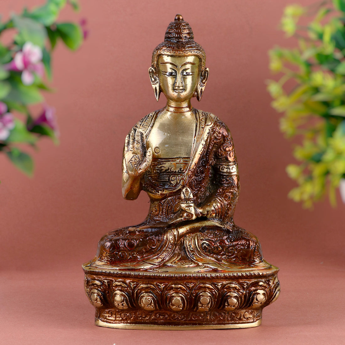 3.1 Inch Introspective Brass Buddha Idol – Handcrafted Miniature Statue of Lord Buddha in Meditative Pose, Symbolizing Peace, Mindfulness, and Inner Harmony for Home or Office Decor. No.1 Brass Idol Store www.satvikstore.in 