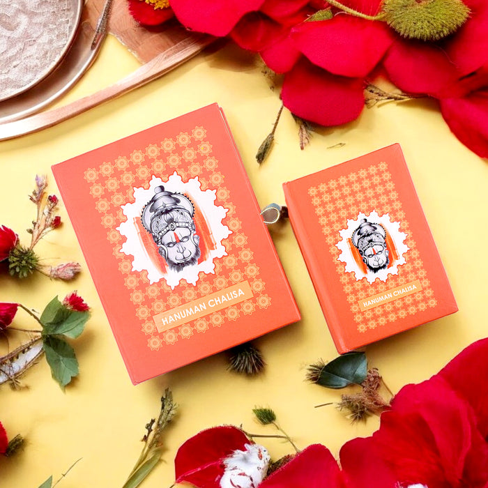 Premium Hanuman Chalisa Book featuring the revered Hanuman Chalisa in elegant print, designed for daily recitation and spiritual devotion. India’s Largest Pooja Accessories Brand – www.satvikstore.in