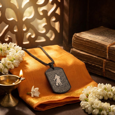 Hanuman Chalisa microcarved black pendant with sacred text – devotional pendant for daily wear and spiritual protection. India’s Largest Pooja Accessories Brand - www.satvikstore.in