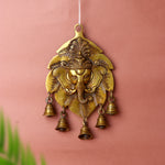 9 Inch Brass Decorative Ganesh Wall Hanging (Leaf Shape)