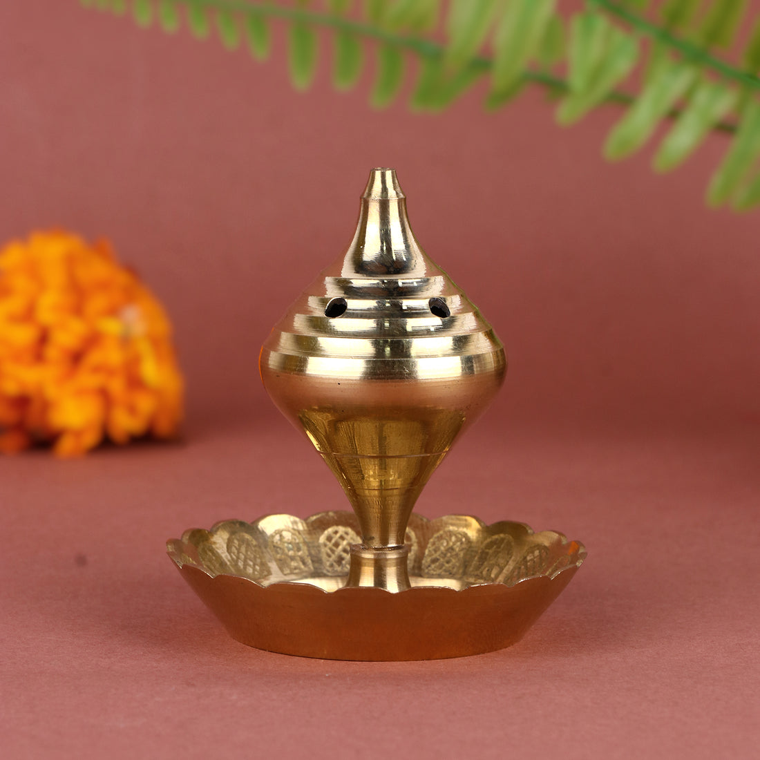 Pure Brass Agarbatti Stick Stand with Ash Catcher