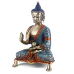 8.3 Inch Contemplative Brass Colorful Buddha Idol Green