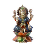 7.4 Inch Artistry Brass Colorful Lakshmi Ganesha Idol