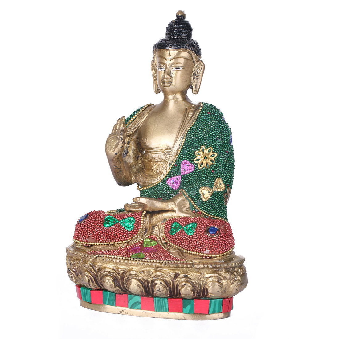 3.5 Inch Decorated brass Buddha Idol
